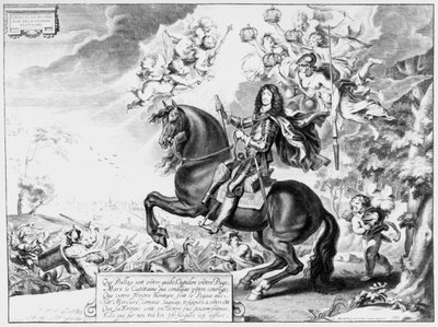 Equestrian Portrait of Charles II (1630-85) with Gods by Cornelius van Caukercken
